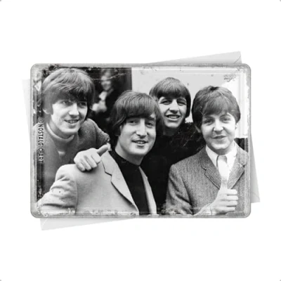 Image of Nostalgic Art Fab4 Gift Idea for Beatles Fans, Postcard, Mini tin Sign as a Greeting Card, 10 x 14 cm