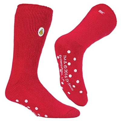 Image of Heat Holders Mens Thick Winter Warm Non Slip Christmas Grinch Thermal Slipper Socks with Grips (6 11 UK, Red)