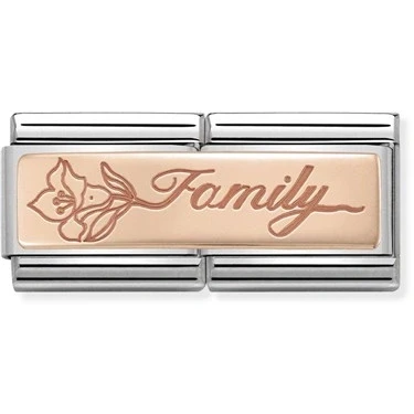 Image of Nomination Rose Gold Double Family Flower Charm