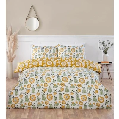 Image of Rapport home Victorian Bloom Floral Microfibre Reversible Single Bedding Set Green