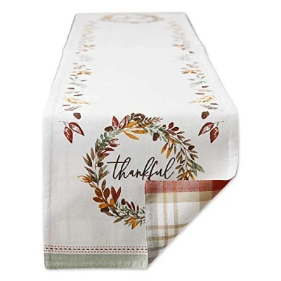 Image of DII Thankful Autumn Collection Fall Tabletop Decoration, Reversible Table Runner, 14x72, Fall&#039;s Bounty