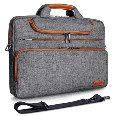 Image of DOMISO 17&quot; Multi Functional Laptop Sleeve Business Briefcase Waterproof Messenger Shoulder Bag for 17 17.3 Inch Notebooks/Dell/Lenovo/Acer/HP/MSI/ASUS, Dark Grey