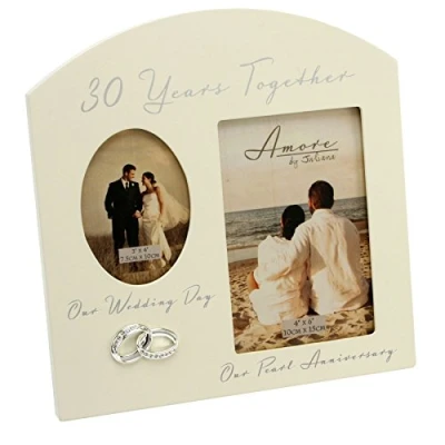 Image of Amore Pearl 30th Anniversary Wedding Gift Cream Photo Frame 6 x 4 Inches