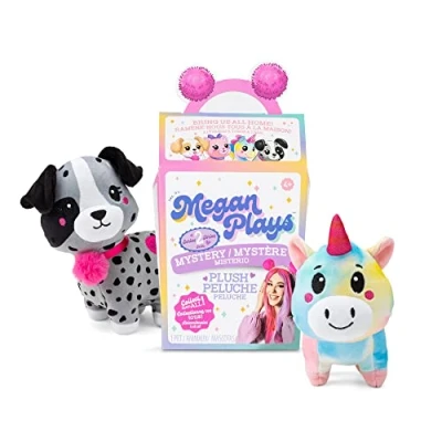 Image of Megan Plays Plush Toy, Basic Fun, 03352, Cute Animal Toys, Mystery Box, Four Characters to Collect Including a Bee, Unicorn, Giraffe and Cow, Kids Soft Toy for Ages 3 Years +