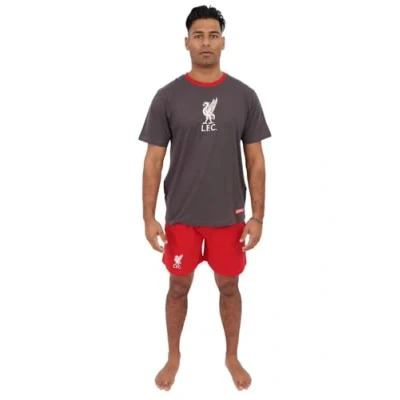 Image of Official Licensed Liverpool FC Mens Pyjamas Set, Football Gifts for Men Pjs Sets Cotton Lounge Set Short Grey