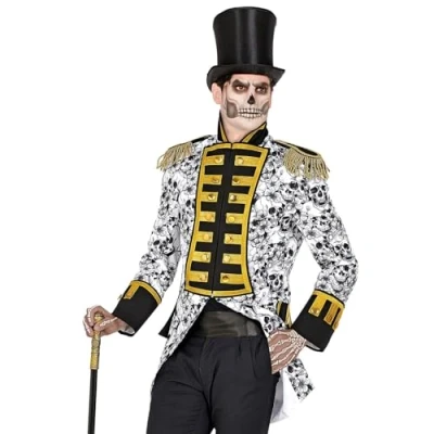 Image of Widmann 50293 Pirat Dia De Los Muertos Men&#039;s Paradefrack L, Black White