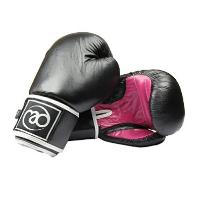 Image of Boxing Mad Women&#039;s Fit Leather Pro 8 Oz Sparring Gloves Black/Red