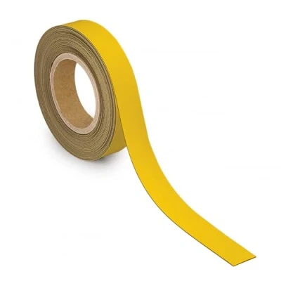 Image of MAUL Labelling Tape 30 mm x 1 mm, Writeable with Magnetic Backing, Versatile in Office, Workshop, Warehouse and Kitchen, Can Be Cut to Size, 10 m Length, Yellow