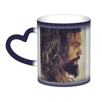 Image of YINGD Jason Mug Momoa Ceramic Photo Coffee Mugs Magic Heat Sensitive Color Changing Milk Tea Cup Personalized Gifts for Family Lovers Friends Starry Sky Blue