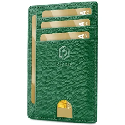 Image of Slim Wallet for Men RFID Blocking Minimalist Credit Card Holder Thin Wallets with Small Money Pocket &amp; Gift Box Men&#039;s in UK (Green Pine)