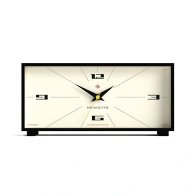 Image of NEWGATE® Thunderbird Silent Sweep Mantel Clock No Tick Noise Mid Century Modern Living Room Office Desk Designer (Cream)