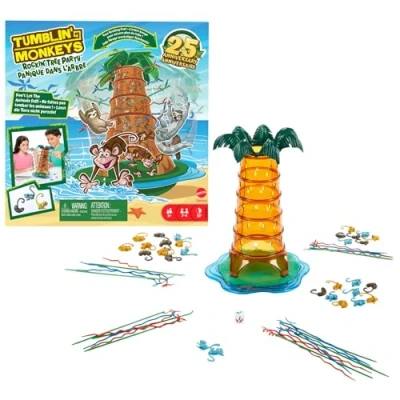 Image of Mattel Games Tumblin Monkeys Rockin Tree Party Game for Family Nights, Travel &amp; Camping, HTW65