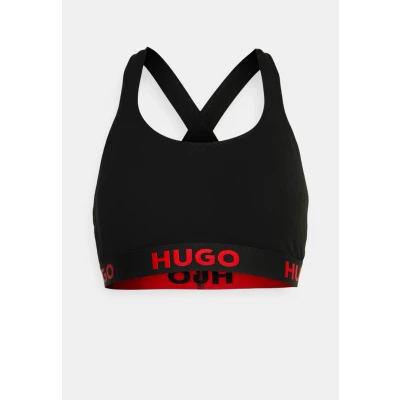 Image of HUGO Bralette Padded Sporty LOGO Bustier, Women&#039;s, Size: XS, Black