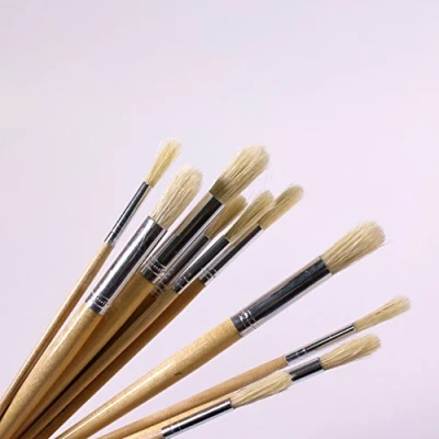 Image of Short Handled Paint Brush Easy Hold Hog Bristle Brushes Pack of 30 Mixed Sizes by BCreative ®