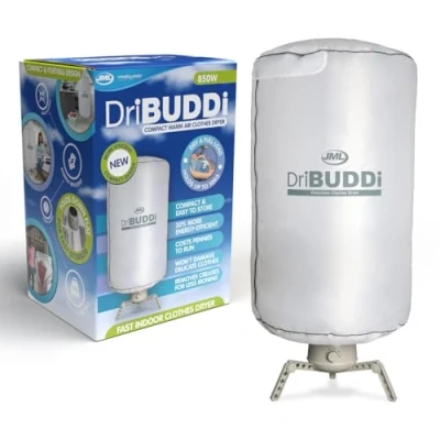 Image of JML DriBUDDI Compact Electric Clothes Dryer Heated Airer with Cover For Laundry Drying, Portable Rack Holds 10Kg of Clothing Saves Ironing Packs Away Easily, Line Dried Indoors