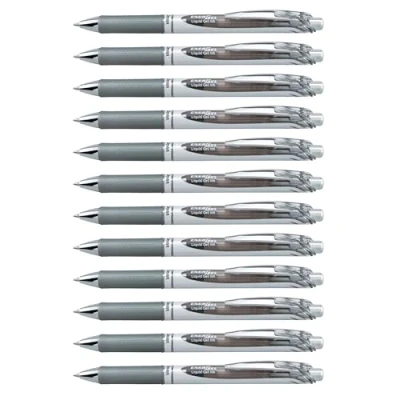 Image of Pentel BL77 NX EnerGel Retractable Gel Rollerball Pen 0.7mm Ball Diameter = 0.35mm Line Width Refillable Pack of 12 Grey