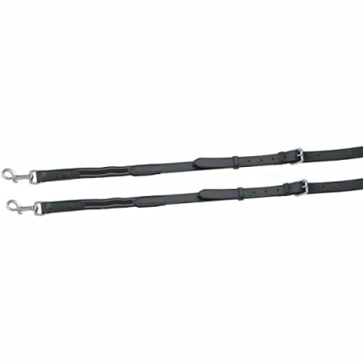Image of Shires Aviemore Leather and Elastic Side Reins 32&quot; x 5/8&quot; Black