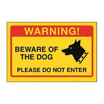 Image of V Safety Beware Of The Dog, Please Do Not Enter Sign 200mm x 150mm 1mm Yellow Rigid Plastic
