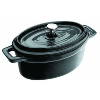 Image of Ibili Oval Mini Casserole, enamelled cast iron, Black, 15 x 10 6 cm