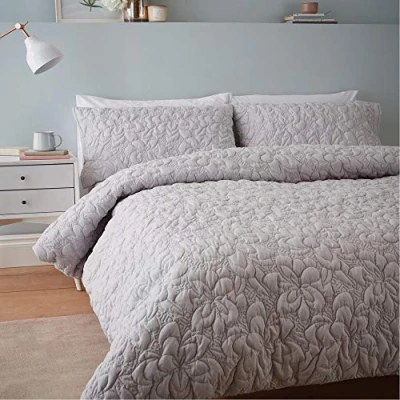 Image of Catherine Lansfield So Soft Pinsonic Floral Double Duvet Set Grey