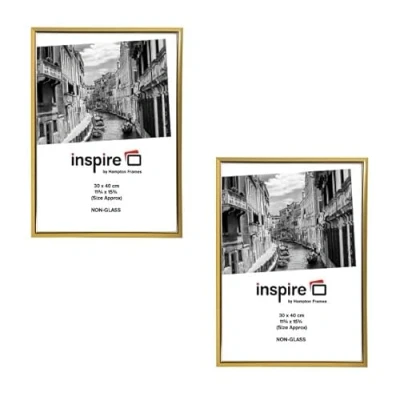 Image of Hampton Frames EASYLOADER 30x40cm Gold Picture Poster Frame Acrylic (Non Glass) EAS3040GDPX 2PK
