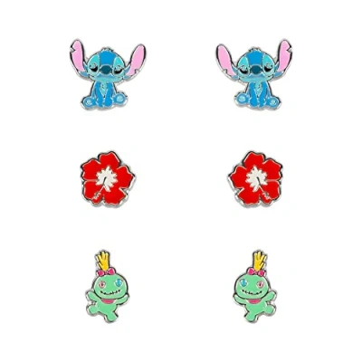 Image of Disney Lilo &amp; Stitch Blue, Red Green Trio Earing Set SF00468SL