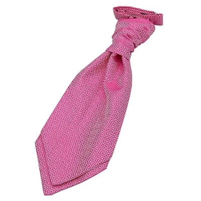 Image of DQT Boys Greek Key Patterned Wedding Cravat Fuchsia Pink