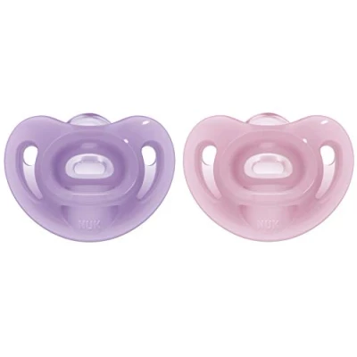 Image of NUK Sensitive Pacifiers, 0 6 Months, 100% Silicone for Delicate Skin, BPA Free, Blue &amp; Green, Pack of 2