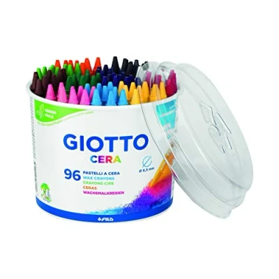 Image of GIOTTO Cera Wax Crayons for Children, Pot of 96 Assorted Colours, Super Washable, Ideal Home and Schools
