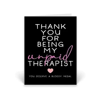 Image of Rib ticklerz Funny Thank You Cards Best Friend For Being My Unpaid Therapist Bestie Friendship Gifts Present Appreciation Deserve A Medal CD845