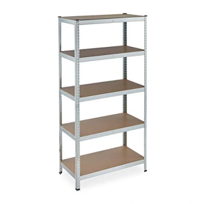 Image of Relaxdays Heavy Duty Shelving Unit, Galvanised Steel, Max. Load 875 kg, 180x90x45 cm, 5 Shelves, Garage Storage, Silver