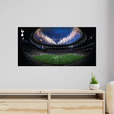 Image of Beautiful Game Tottenham Hotspur Stadium Mural (Inside Fireworks) Wall Art Sticker + Spurs Crest Decals (60cm x 30cm)