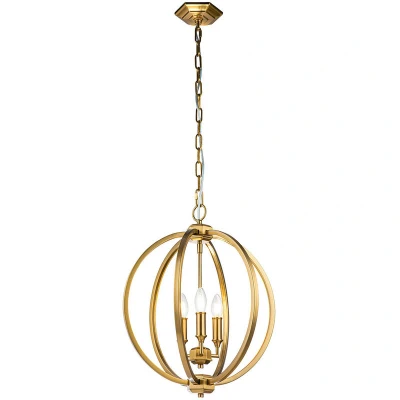 Image of Feiss Corinne Spherical Pendant Ceiling Light Burnished Brass