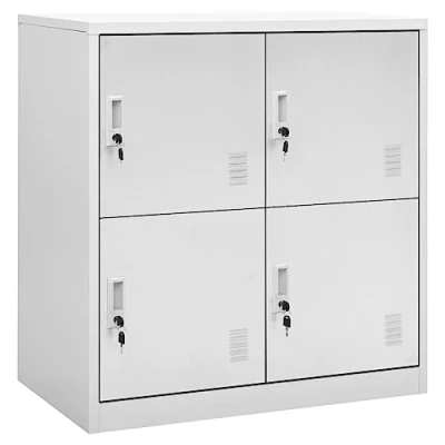 Image of vidaXL Light Grey Steel Locker Cabinets Storage Organizer with Lock, Set of 2, Easy Assembly, 90x45x92.5 cm, Ideal for Schools and Offices