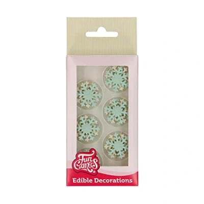 Image of FunCakes Sugar Paste Decorations Snowflakes: Ready to Use for Cake Decoration, Perfect Frozen Themed Cupcakes, Muffins and more, Glutenfree certified, Set/12,Mix,23