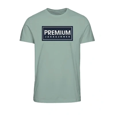 Image of JACK &amp; JONES Men&#039;s Jprblusule Tee SS Crew Neck Bmu23 T Shirt, Silt Green, M