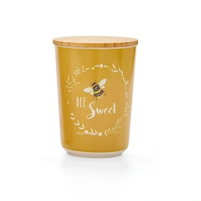 Image of Cooksmart British Designed Kitchen Canisters With Bamboo Lid Storage For Modern Kitchens Tea Coffee and Sugar Set All Types Of (Bumble Bees 2087)