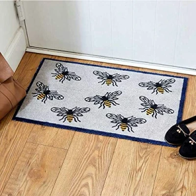 Image of Garden Mile® Various Styles Of Large Novelty Printed Natural Coir Absorbent Entrance Doormat Vinyl Backed &amp; Anti Slip Rubber Floor Mat (Busy Bees Mat)