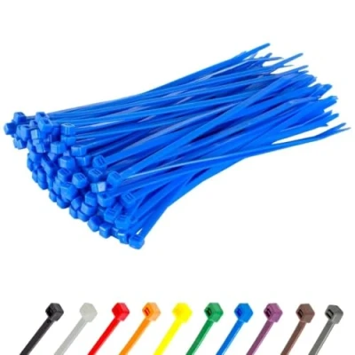 Image of GTSE 100 Pack of Blue Cable Ties, 200mm x 2.5mm Premium Tie Wraps, Nylon Zip Ties