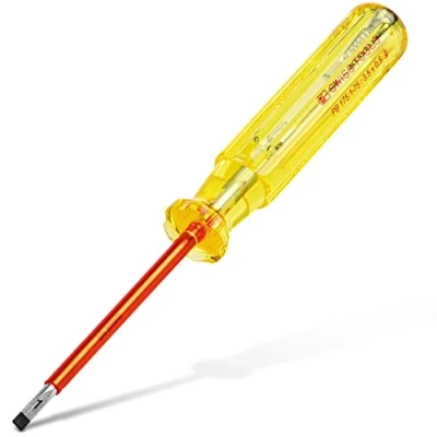 Image of PB Swiss Tools Slotted VDE Voltage Tester 110 250 Volt 100% Made Electrician Screwdriver Tested According to DIN 0680 6
