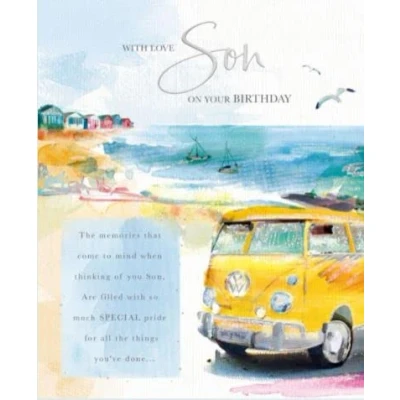 Image of Words and Wishes Birthday Card With Love Son From The Moments in Time Range For Him Campervan Illustration