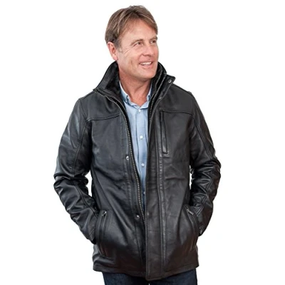 Image of Infinity Leather Mens Mid Length Coat Hanoi Black Size 2XL