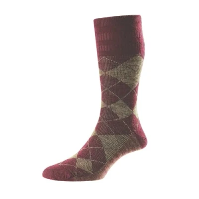 Image of HJ96 Hall Mens Softop Loose Wool Rich Socks 1PK Burgundy 6 11