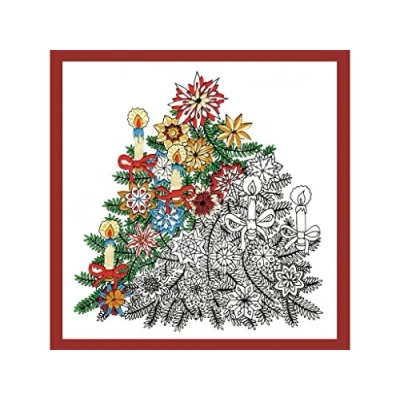 Image of Design Works Crafts Zenbroidery Printed Fabric Pack Christmas Tree, Cotton, Multi Colour, 25.5 x 0.1 cm