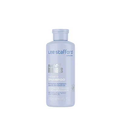 Image of Lee Stafford Blue Toning Shampoo Bleach Blonde Ice White Collection Corrects Brassy &amp; Orange Tones, Great for Highlighted, Cool Hair, 250 ml