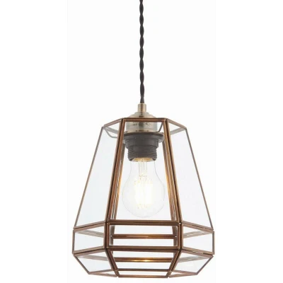 Image of Stockheld 1 Light Pendant Antique Solid Brass, Glass, E27