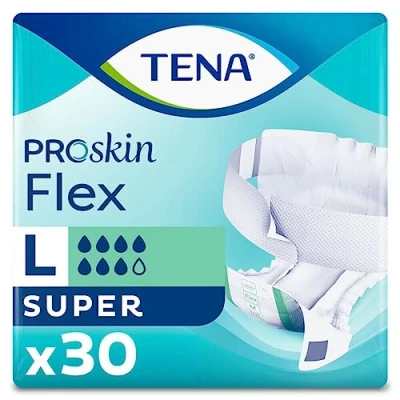 Image of TENA ProSkin Flex Super Size Large 7 Drops High Absorbency Incontinence Slips All in One 3 Pack of 30…
