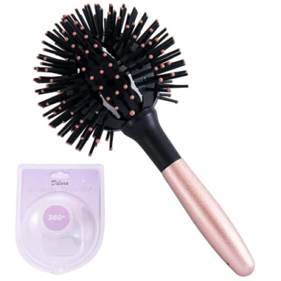 Image of 3D Ball Brush 360 Round for Voluminous Waves, Curls &amp; Beach Ideal Blow Drying, Twisting Styling Hair Bomb Curl