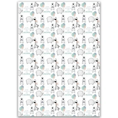 Image of Paper Themes Kids Christening Personalised Gift wrap 2 Sheets Little Boys Wrapping