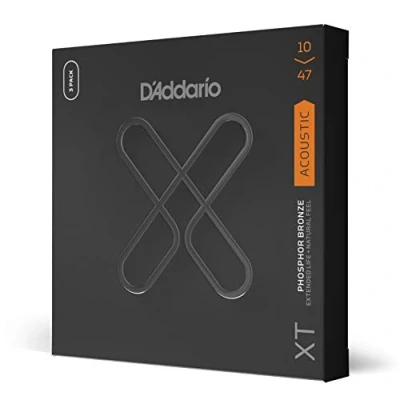 Image of D&#039;Addario Guitar Strings Coated Acoustic XT Phosphor Bronze For 6 String Extended Life, Natural Feel XTAPB1047 3P Extra Light, 10 47 3 Pack